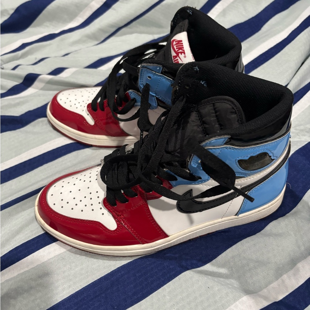 Nike High-Top Sneakers in Red, Blue, and Black